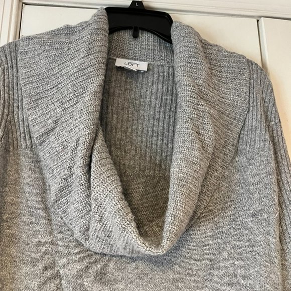 Loft Gray Cowlneck Sweater w/Rabbit Hair - Medium - Picture 3 of 7